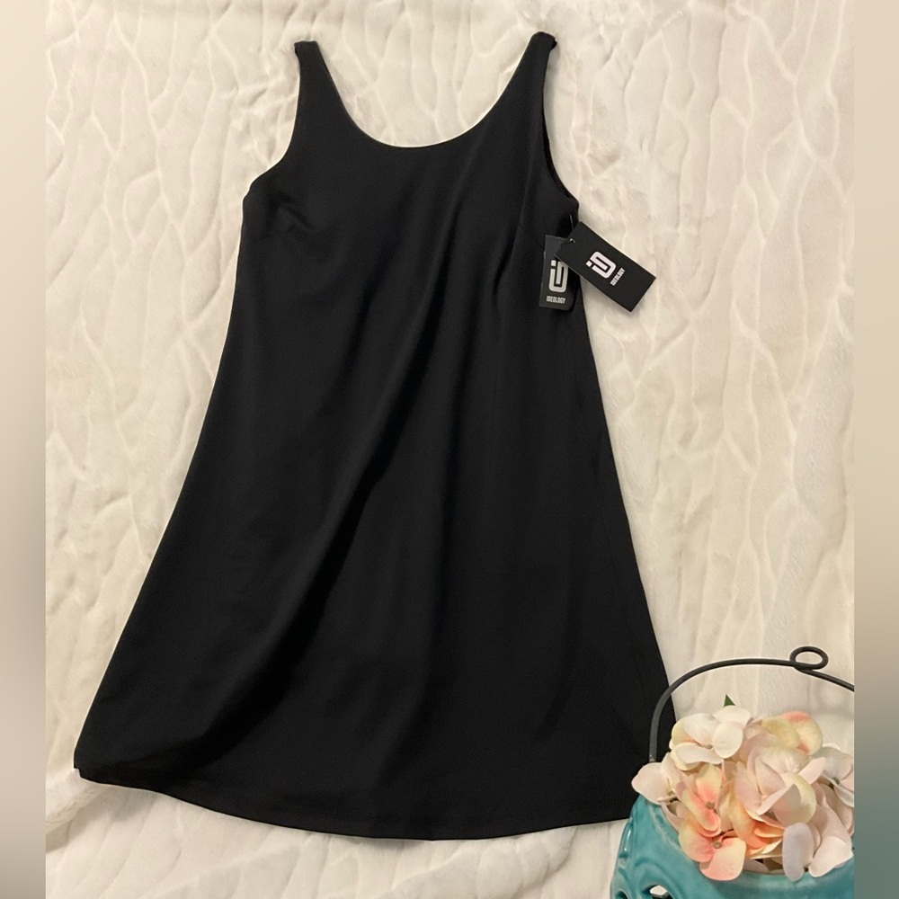 🌷IDEOLOGY Black Activewear Dress with Built-In Bra & Shorts Sz XS NWT